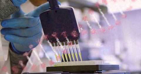 Biracial scientist analyzing dna samples in laboratory