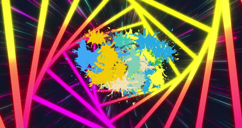 Vibrant Geometrical Shapes and Color Splashes Abstract