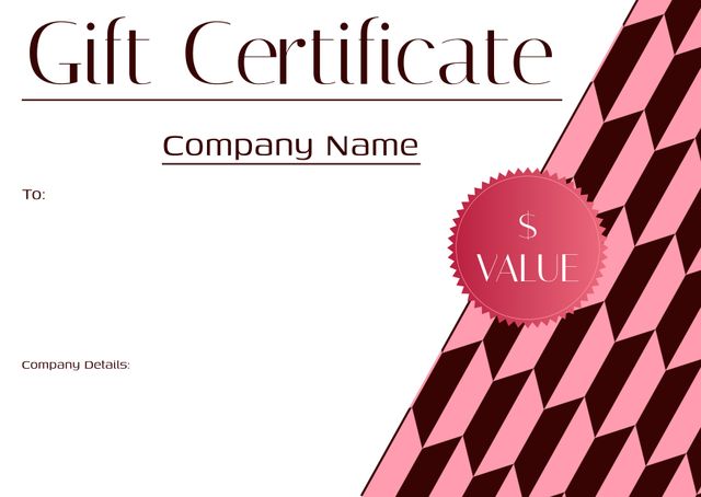 Elegant Gift Certificate Template with Geometric Pattern in Pink and Black - Download Free Stock Templates Pikwizard.com