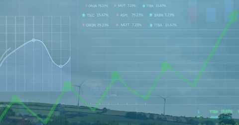 Digital Data and Analytics Overlay on Wind Turbines - Download Free Stock Images Pikwizard.com