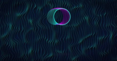 Futuristic circle with dynamic digital lines