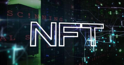 NFT Digital Interface with Server Background and Data Streams - Download Free Stock Images Pikwizard.com