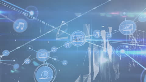 Futuristic Digital Network with Technological Icons