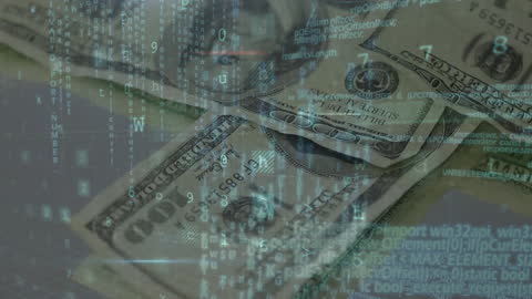 Digital Data Processing Overlapping US Dollar Banknotes