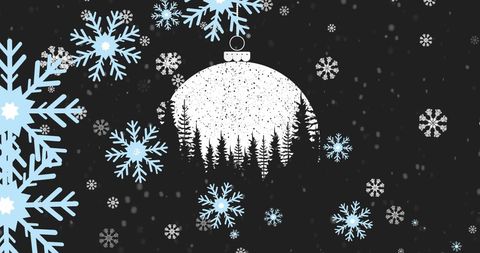 Festive Bauble with Snowflakes and Winter Landscape