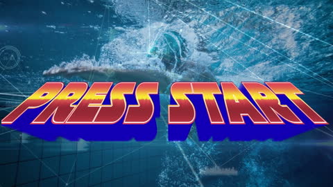 Dynamic Press Start Animation with Swimmer and Digital Effects