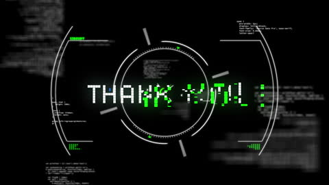 Thank You Text Animation with Digital Interface Elements