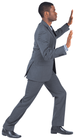 businessman pushing against invisible wall transparent background full body - Download Free Stock Videos Pikwizard.com