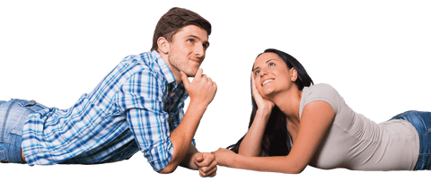 Caucasian Couple Relaxing on Transparent Background