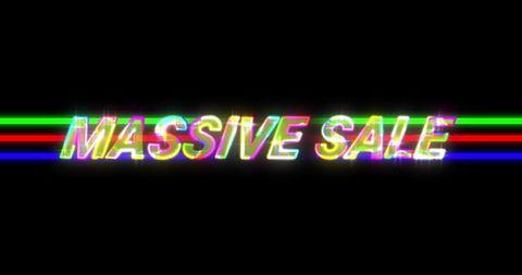 Massive Retro Sale Advertisement with Neon Colors