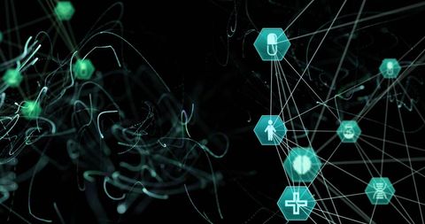 Digital Medical Network with Futuristic Abstract Icons - Download Free Stock Images Pikwizard.com