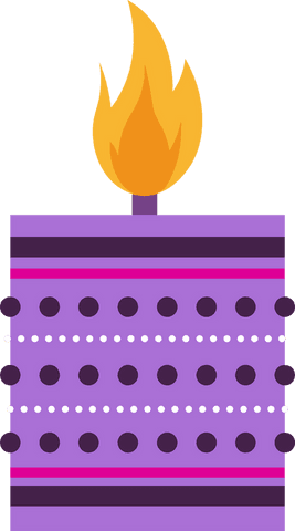 Stylized Purple Cake with Flame Transparent Background