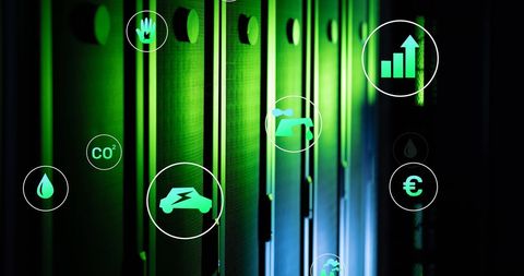 Green Technology and Network Server Systems with Environmental Icons - Download Free Stock Images Pikwizard.com