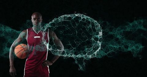 Basketball Player with Digital Brain Design Integration