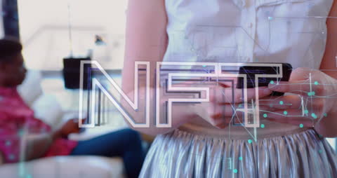 NFT Concept with Woman Using Mobile Phone