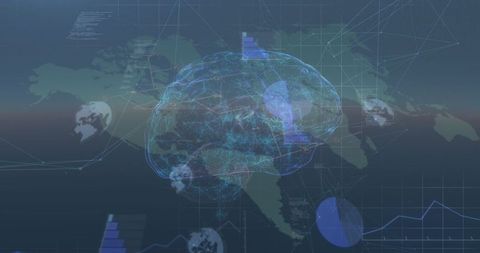 Digital Brain Illustration over World Map with Global Connection - Download Free Stock Images Pikwizard.com
