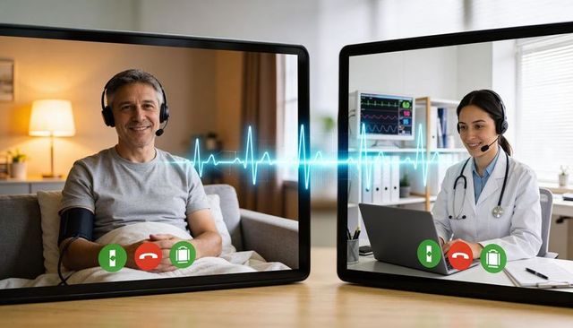 Telehealth consultation connecting patient and clinician with live ecg and remote vitals