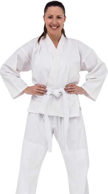 Confident Female Karate Fighter in Traditional Gi on Transparent Background - Download Free Stock Videos Pikwizard.com