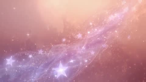 Ethereal star ribbon drifting across warm peach-pink gradient