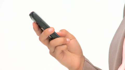 Hands of Business Woman Typing Message on Smartphone