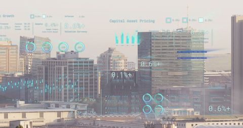 Digital Financial Data Overlays on Cityscape - Download Free Stock Images Pikwizard.com