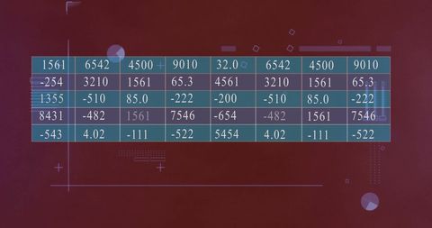 Data Table with Numerical Values Over Abstract Red Geometric Background - Download Free Stock Images Pikwizard.com