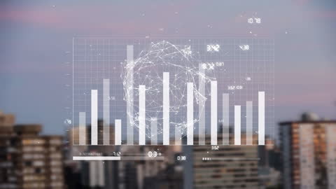Abstract Data Visualization Over Urban Skyline