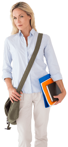 professional caucasian woman holding notebooks transparent background - Download Free Stock Videos Pikwizard.com