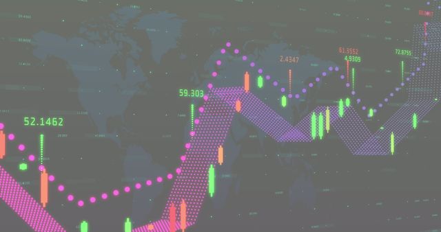 Abstract Stock Market Data Visualization with Global Map - Download Free Stock Images Pikwizard.com