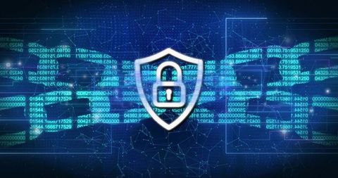 Shielding Data with Glowing Padlock and Digital Code Streams for Cybersecurity
