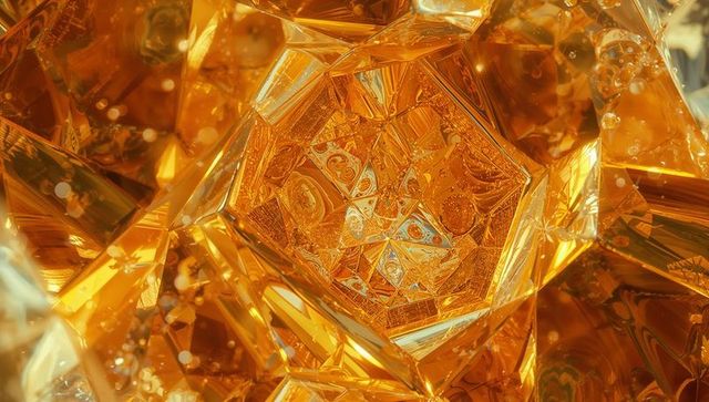 Glowing Crystalline Polyhedron with Intricate Tessellations