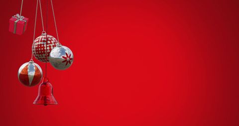 Elegant Christmas Ornaments on Vibrant Red Background