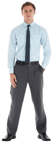 Transparent Businessman in Formal Attire with Hand in Pocket