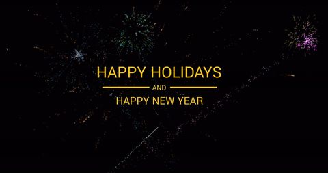 Festive fireworks with happy holidays and new year message