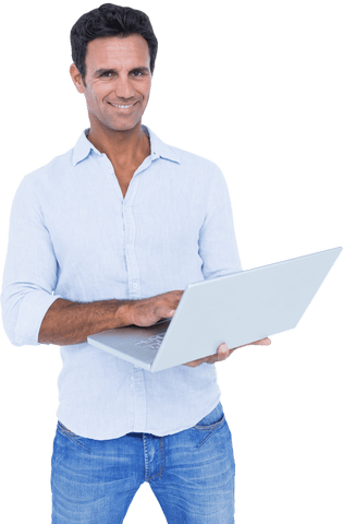 Confident Man Engaging with Laptop, Keep It Transparent - Download Free Stock Videos Pikwizard.com