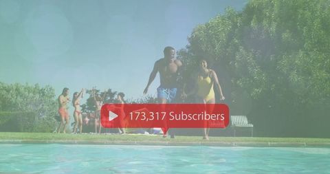 Diverse Group Enjoying Summer Pool Party Outdoor Celebration