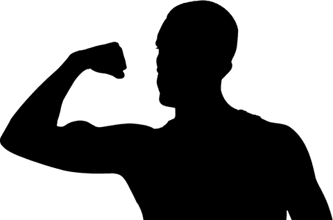 Muscular man silhouette flexing transparent png