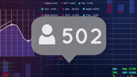 Social Media Follower Count Over Digital Data Background