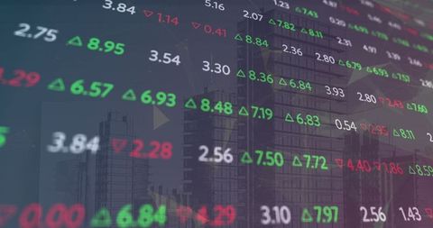 Digital Stock Market Display Over City Skyline - Download Free Stock Images Pikwizard.com