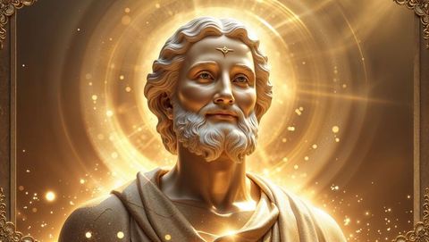 Illuminated Spiritual Bust with Halo in Golden Light