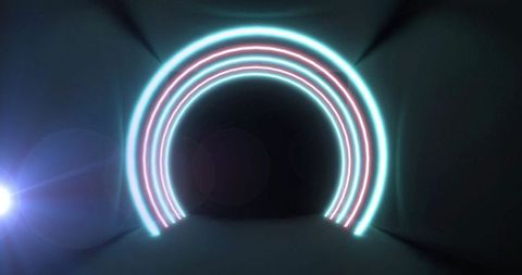 Futuristic Glowing Neon Arches in Dark Corridor - Download Free Stock Images Pikwizard.com