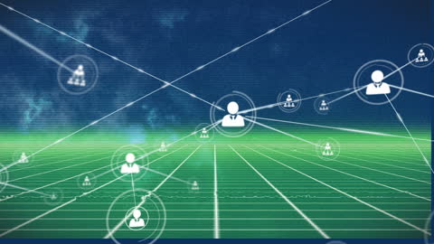 Digital Networking Connections on Futuristic Grid Background