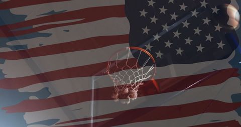 Basketball and American Flag Symbolize National Pride and Sportsmanship