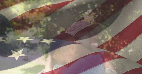 Soldier Embracing Son with American Flag Background - Download Free Stock Images Pikwizard.com