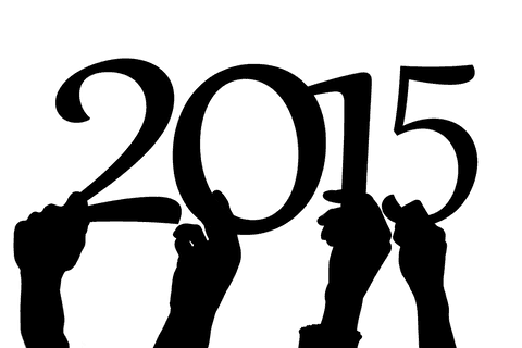 Hands holding 2015 on transparent background illustration