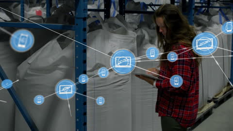 Warehouse Connectivity with Digital Network Concept