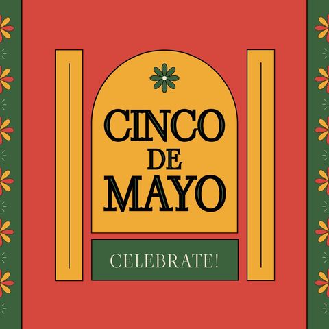 Cinco de Mayo Celebration with Floral Design on Red Background - Download Free Stock Templates Pikwizard.com