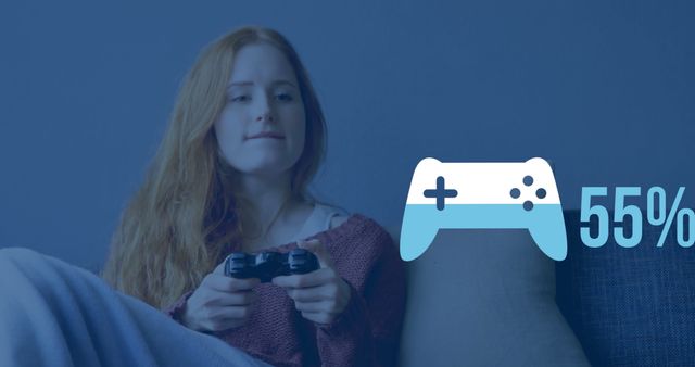 Young Woman Relaxing at Home Playing Video Games - Download Free Stock Images Pikwizard.com