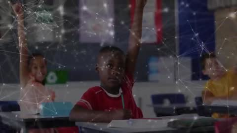 Children Engaged in Classroom Learning with Digital Visualization