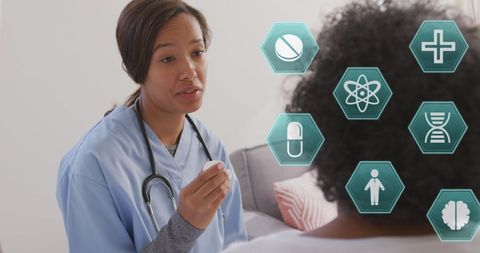 Healthcare Professional Engaging with Senior Patient and Medical Icons - Download Free Stock Images Pikwizard.com